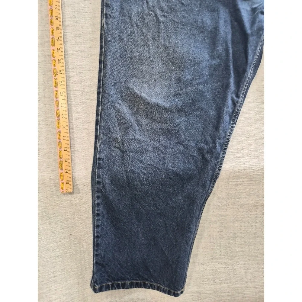 Harbor Bay Loose Fit Jeans Mens 52x30 Blue Denim Cotton Dark Wash Straight Leg